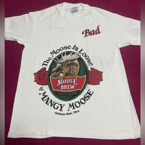 Vintage 90s Mangy Moose Saloon T-Shirt Single Stitch Made in USA Hanes Size M